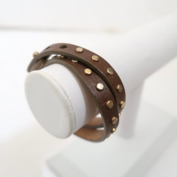 J CREW double wrap leather bracelet w studs #32898 - Picture 2 of 7